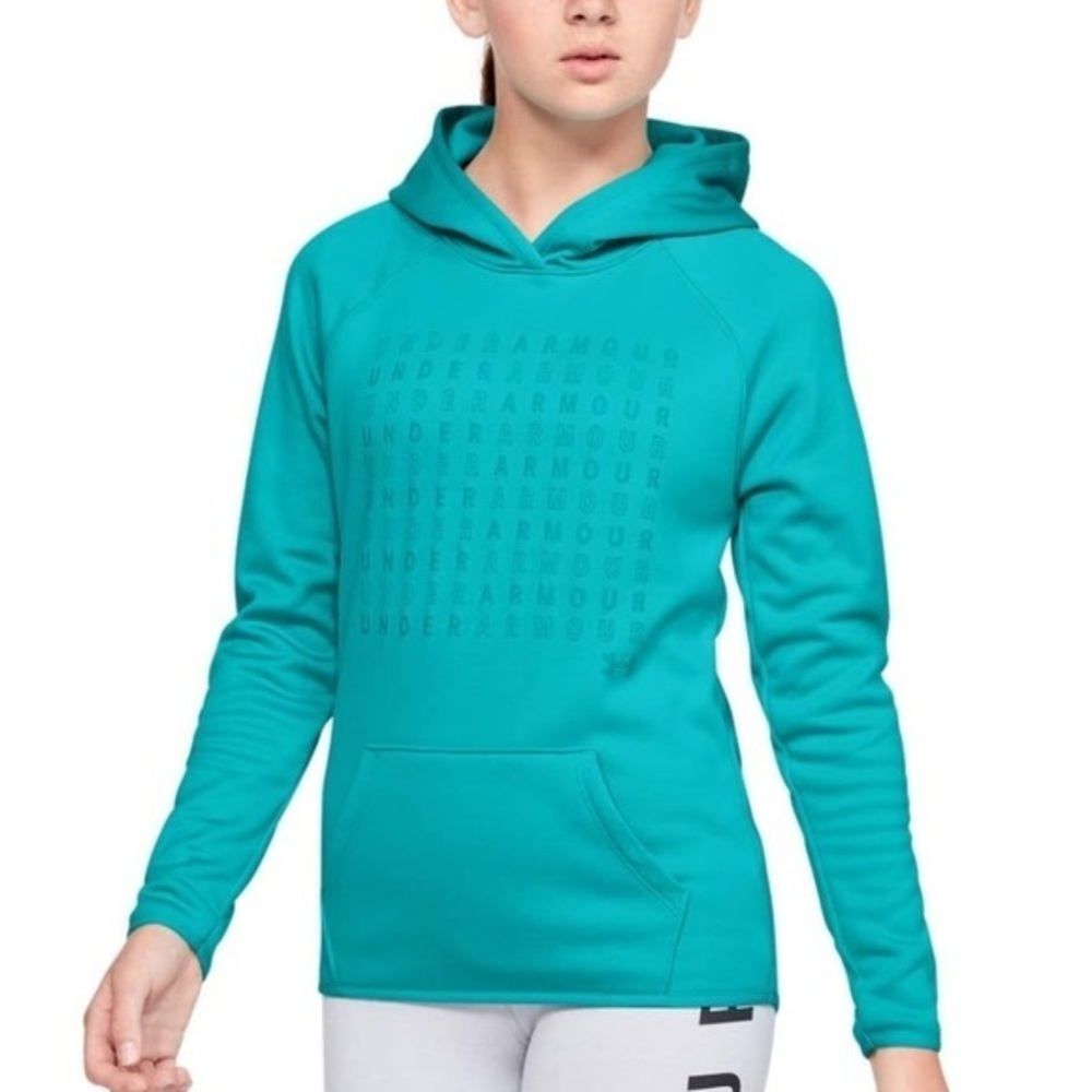 Girls Youth Sweatshirt Under Armour Teal Aqua Blue Pullover Hoody Youth Small
